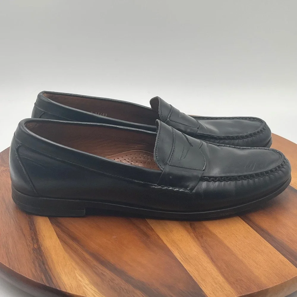 Allen Edmonds Walden Black Leather Penny Loafers Mens 13 B Made in USA 42470